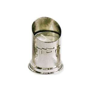 Sterling Silver Yizkor Candleholder with Slanted Upper Edge and Hebrew 