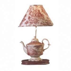  Red Toile Teapot Lamp