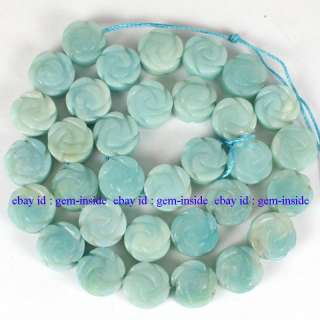 12mm Carved Flower Blue ite Gemstone Beads 15  