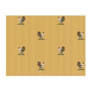   AT4213 Ashford Toiles Rooster Spot Prepasted Wallpaper, Yellow/Green