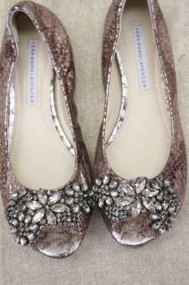 Vera Wang Lavender Luna Jeweled Flats Shoes 6.5 Metallic snake 