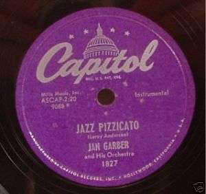 Capitol 78 RPM 10 JAN GARBER Jazz Pizzicato VG++  