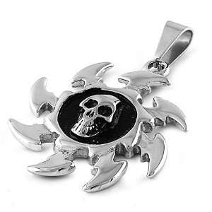  Steel Pendant   Shuriken with Skull Jewelry