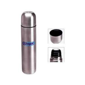 One liter stainless steel vacuum flask with lid / cup, 13 1/4 x 3 1/4 