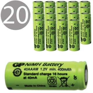 GP 40AAAM Size 2/3AAA Rechargeable Battery 400mAh Flat Top x 20  