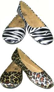 Womens Ballet Flats Animal Print Leopard Zebra Shoes  