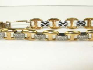 3900 HEAVY 2ctw Natural Diamond 10k 2 Tone Gold Tennis Bracelet 20g 