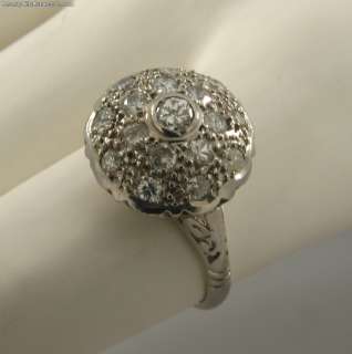 Antique 18k WG Filigree Art Deco Diamonds Ring  