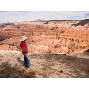  A Woman Admires the Canyon in Kodachrome Basin Premium 