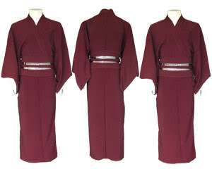 japan samurai kimono haori obi yukata baumwolle weinrot  