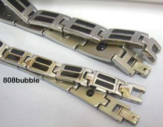COUPLE CUSTOM Matching Black Stainless Steel Magnetic Bracelet 