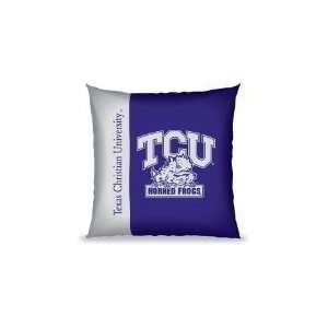 Texas Christian Horned Frogs 27X27 Vertical Stitch Pillow   College 