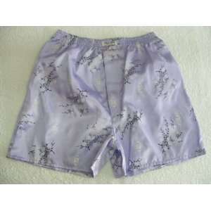   Silk Boxer Shorts  Silver with Oriental Dragon Design (SIZE XXL 34 36