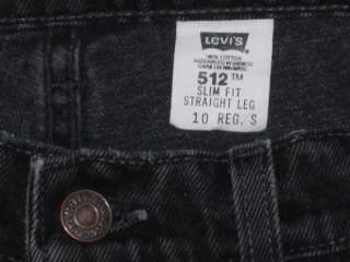 Womens Levis 512 slim fit straight leg black denim jeans size 10 reg 