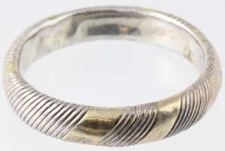 925 Sterling Silver Ribbed Two Tone Bangle Bracelet 27.7 Grams  
