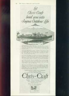 Lot of 1920s CHRIS CRAFT Boats Vintage Ads (4)  