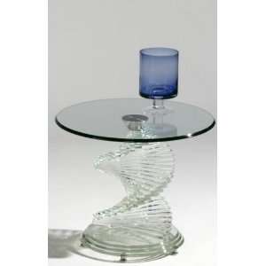    Chintaly Imports Glass Spiral Base Accent Table