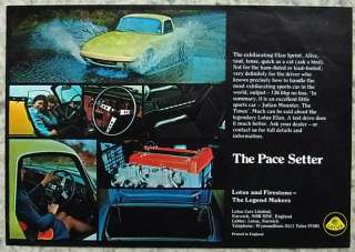 LOTUS ELAN SPRINT Sports Car Sales Sheet c1970  