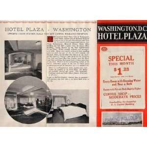  Hotel Plaza Brochure Washington DC 1930s Union Station 