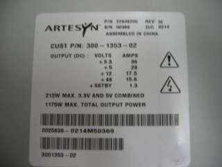 Artesyn 300 1353 02 1175 Watt AC Input Power Supply  