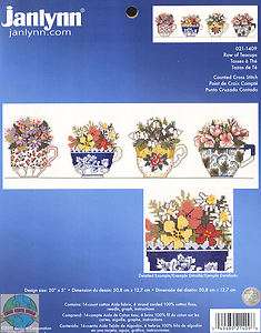   Stitch Kit ~ Janlynn Colorful Spring Flowers Row of Teacups # 021 1409