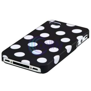Black Large Polka Dot Case+Privacy Filter Protector For Apple iPhone 4 