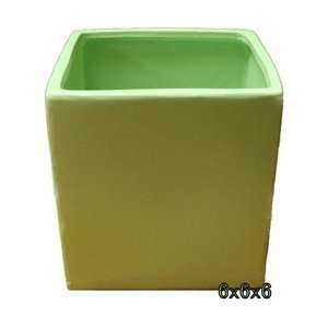  Ceramic Cube Vase 6x6x6   Green
