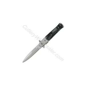   Knife   7 Inch Black Pearl Stiletto With Silver Blade 