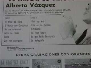ORIG SEALED MEX LP~ALBERTO VAZQUEZ~EL AMOR TRISTE~~HEAR  