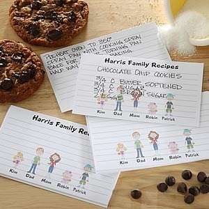  Family Character Personalized Recipe Cards   4 x 6 