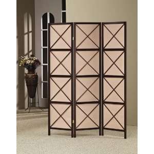  Room Divider Folding Screen with X Design in Cappuccino 