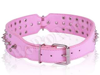 23 26 Pink Spiked Studded Leather Dog Collar XL  