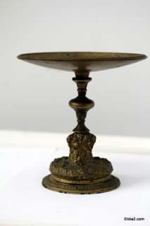 Antique Bronze Tazza Midieval Design Pedestal Compote  