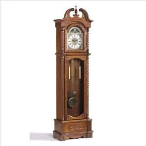  Bernards 7822 Carved Clock in Brown Cherry