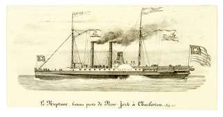 Print of Sidewheeler Steamship Neptune, 1840  