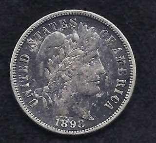 1898 O Barber Silver Dime Coin Very Fine  