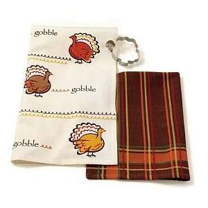  Thanksgiving Turkey Set of Two Dishtowels and Cookie 