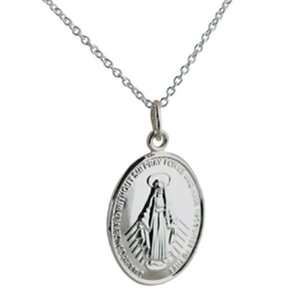British Jewellery Workshops Silver 20x16mm Miraculous medal with Rolo 