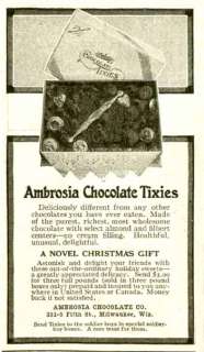 1917 MILWAUKEE AD FOR AMBROSIA CHOCOLATE TIXIES  