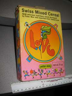 PETER MAX cereal box 1960s LOVE psychedelic hippie hippy Swiss  