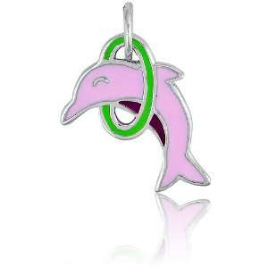  Pink Dolphin and Green Hoop Charm Z 8871 Itâ?TMs Charming Jewelry