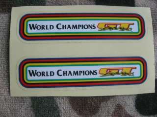 GT BMX WORLD CHAMPIONS 80S Bike Frame NOS 2 Stickers Decal Freestyle 
