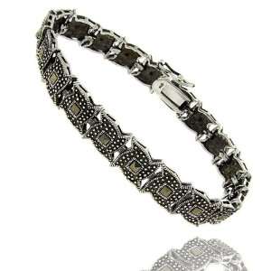  Sterling Silver Marcasite Square Bracelet Jewelry
