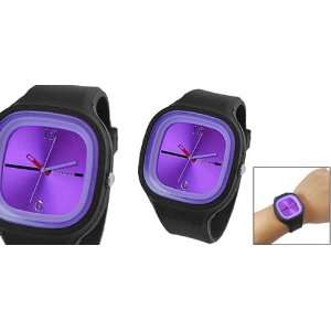   Plastic Watchband Purple Square Screen Wristwatch