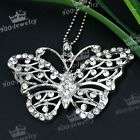 1P SILVER PLATED ALLOY BUTTERFLY CRYSTAL BEAD PENDANT  