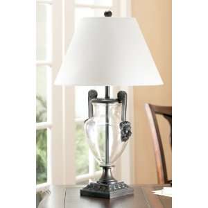  27 Clear Glass Table Lamp with Lions Head Dual Handles 