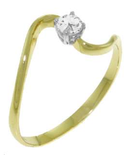 14K. Solid Yellow Gold Genuine Diamond Solitaire Ring Sz 7 Sizeable 