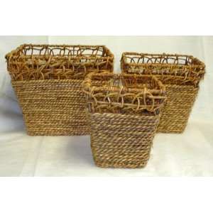  S/3 Square Lacy Woven Baskets