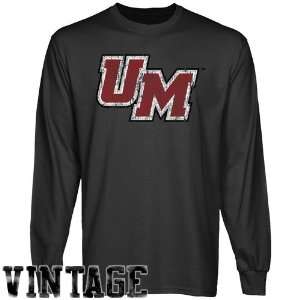  NCAA UMass Minutemen Charcoal Distressed Logo Vintage Long 
