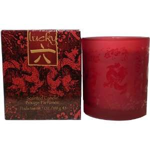 Lucky Number 6 Scented Candle 7 Oz. In Red Glass